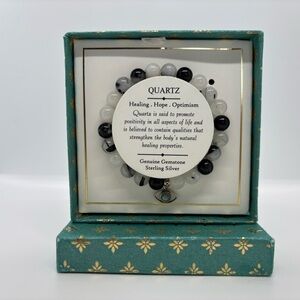 NWT Y2K. Shivam Quartz Beaded Bracelet – Black & Clear – One Size